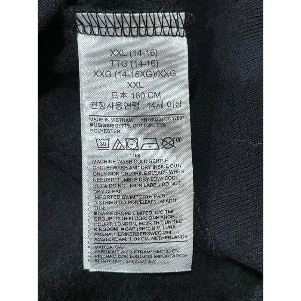 Gap Sweatshirt Youth XXL 14-16 Black White Bows Girls Preppy Crew Neck Pullover